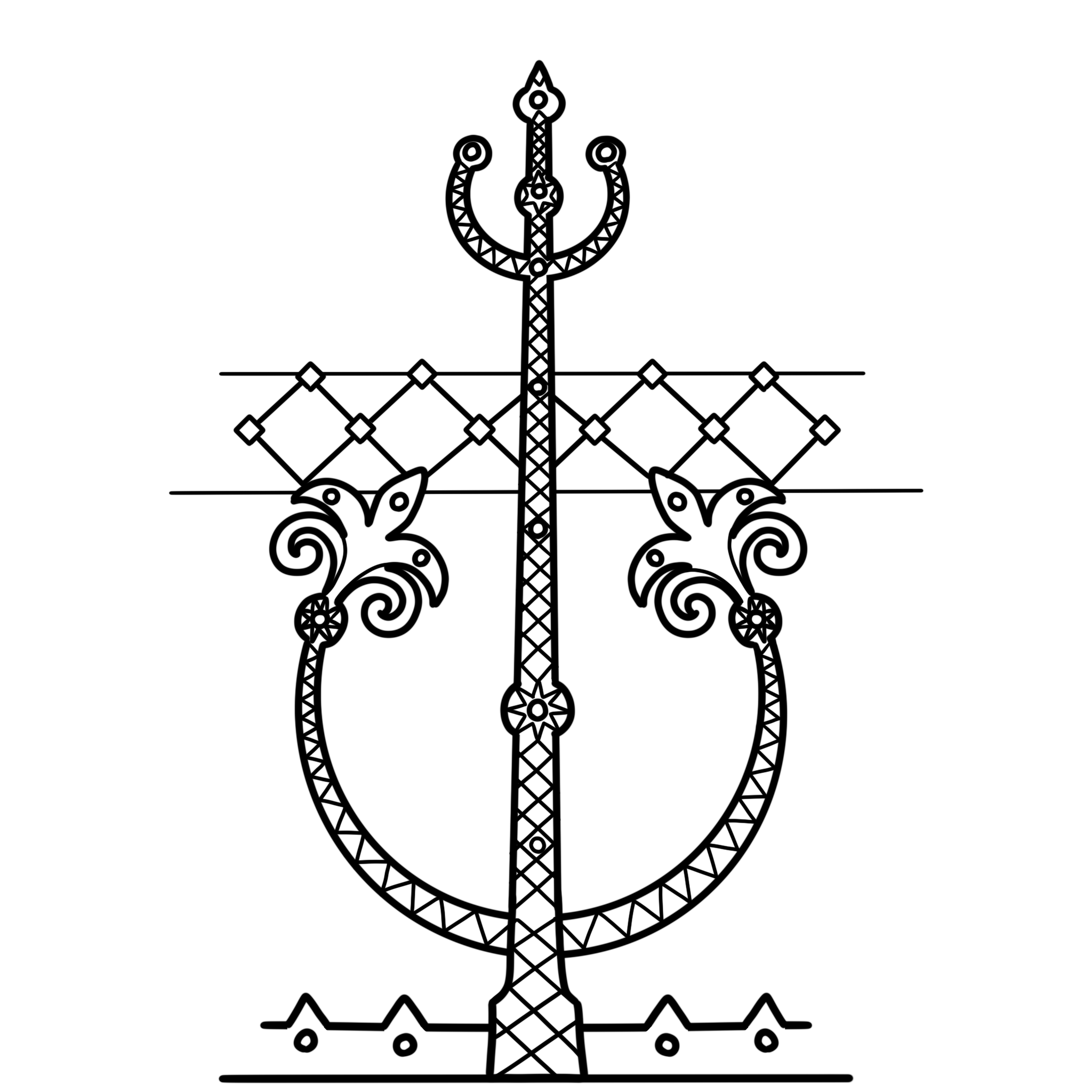 Line drawing of a decorative anchor
